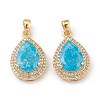 Golden Plated Brass Micro Pave Clear Cubic Zirconia Pendants LS-ZIRC-F123-01E-2