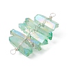 4Pcs 4 Colors Dyed Natural Quartz Crystal Copper Wire Wrapped Connector Charms PALLOY-TA00107-4