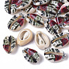 Printed Natural Cowrie Shell Beads X-SSHEL-R047-01-C10-1