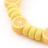 Handmade Polymer Clay Lemon Stretch Beaded Bracelets BJEW-JB06046-2