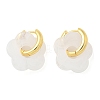 Brass Resin Flower Hoop Earrings for Women EJEW-U038-01G-07-4