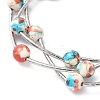 Round Synthetic Turquoise Beads Multi-strand Bracelets for Women BJEW-JB12335-01-4