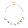 Bohemian Style Stainless Steel Glass Pendant Necklaces for Women NJEW-JN04655-1