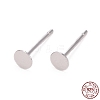 Rhodium Plated 925 Sterling Silver Ear Stud Findings X-STER-A003-80-1