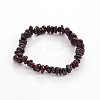 Chips Natural Garnet Beaded Stretch Bracelets X-BJEW-JB01826-09-2