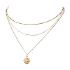 304 Stainless Steel Pendant 316 Surgical Stainless Steel & Plastic Pearl Paperclip Chain 3 Layer Necklaces for Women NJEW-JN05471-01-2