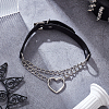 2Pcs Alloy Heart Link PU Leather Punk Choker Necklaces for Women NJEW-UN0001-70A-4