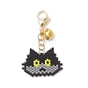 5Pcs Handmade Glass Seed Beaded  Cat Head Shape Pendants Decorations HJEW-MZ00366-3