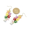 Acrylic Beaded Flower with Imitation Pearl Dangle Earrings EJEW-MZ00061-4