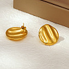 Stylish Stainless Steel Flat Round Striped Button Stud Earrings NI1376-4