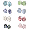 Brass Enamel Oval Stud Earrings EJEW-I322-04P-4
