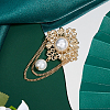 1Pc Flower Alloy Imitation Pearl Fringe Brooches JEWB-FH0002-30-4