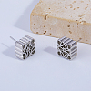 Exquisite Hollow Flower Pattern Square Brass Stud Earrings OD8850-1