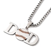 202 Stainless Steel Enamel Box Chain Sport Ball Pendant Necklaces for Men NJEW-K380-01A-02-1