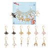 12Pcs 6 Styles Ballet Dancer & Shoes Alloy Enamel Pendant Stitch Markers HJEW-NB00035-1