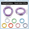SUNNYCLUE 16Pcs 8 Colors Zinc Alloy Spring Gate Rings FIND-SC0007-32-2