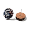 Independence Day Wood Stud Earrings EJEW-D108-01C-1