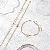 3Pcs 3 Styles Brass Clover Cross Moon Star Link 304 Stainless Steel Cable Chain Anklets for Women AJEW-AN00748-1