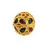Hollow Rack Plating Brass Colorful Cubic Zirconia Beads KK-L236-14G-1