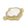 Brass Pave Shell Hamsa Hand Connector Charms with Crystal Rhinestone KK-M300-21G-2