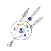 Woven Web/Net with Feather Alloy & Chakra Glass Beads Pendant Decorations HJEW-JM01990-3