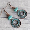 Alloy Synthetic Turquoise Chip Dangle Earrings FS-WG81983-01-1