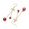 2Pairs 2 Colors Christmas Theme Brass Bell & Bowknot Dangle Earrings EJEW-JE05824-6