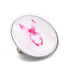 Breast Cancer Awareness Ribbon Glass Brooches JEWB-L019-01B-2