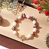 Christmas Glass & Shell Pearl & Pearl & Brass Beaded Bracelets for Women BJEW-TA00688-2