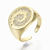 Brass Micro Pave Clear Cubic Zirconia Cuff Rings RJEW-S045-012G-NR-1