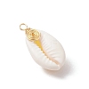 Natural Cowrie Shell Pendants PALLOY-JF03316-05-3