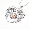 Zinc Tibetan Style Alloy Angel Wing Heart Pendant Necklaces NJEW-G328-B04-3