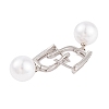 Rack Plating Brass Clear Cubic Zirconia ABS Pearl Earrings EJEW-S219-15P-06-2