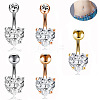 304 Stainless Steel Clear Cubic Zirconia Heart Curved Barbell Belly Rings WG52F32-05-1