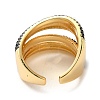 Rack Plating Brass Multi Line Open Cuff Ring RJEW-C065-01G-3