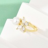 Brass Micro Pave Cubic Zirconia Finger Rings for Women RJEW-D340-02G-04-5