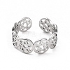 304 Stainless Steel Star of David Open Cuff Ring for Women RJEW-C053-01P-2