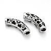 Hollow Tibetan Style Alloy Curved Tube Beads PALLOY-J589-01AS-1