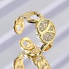 Brass Micro Pave Clear Cubic Zirconia Open Cuff Rings for Women RJEW-K289-02G-Y-1