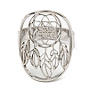 Non-Tarnish Adjustable 304 Stainless Steel Woven Web/Net with Feather Ring RJEW-F149-05P-2