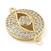 Rack Plating Brass Micro Pave Clear Cubic Zirconia Eye Connector Charms KK-A234-047G-2