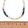 Natural Apatite & Aquamarine & Amethyst & Rose Quartz & Lapis Lazuli Faceted Cube and Pearl Beaded Necklaces NJEW-JN06302-4