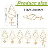12Pcs 6 Style Flower/Snowflake/Bowknot Brass Micro Cubic Zirconia Charm Bookmarks AJEW-AB00184-2