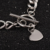 Heart 304 Stainless Steel Curb Chain Bracelets X-BJEW-K058-P-2
