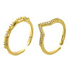 2Pcs 2 Styles Brass Micro Pave Clear Cubic Zirconia Cuff Rings for Women RJEW-S399-05G-4