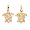 Brass Micro Pave Cubic Zirconia Pendants X-KK-N257-05G-1