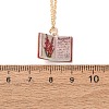 Brass Enamel Book Pendant Necklaces for Women KK-CBAF5B9-01G-08-3