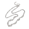 Brass Pave Clear Cubic Zirconia Bowknot and Hollow Moon Link Chain Necklaces NJEW-D348-02P-4