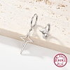 Anti-Tarnish 2 Pair 2 Style Rhodium Plated 925 Sterling Silver Hollow Star Dangle Hoop Earrings Sets for Women EJEW-F317-04P-1