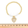 Brass Micro Pave Cubic Zirconia Charm Bracelets for Women LS-BJEW-M050-02G-03-5